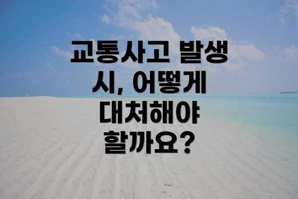 교통사고 발생 시, 어떻게 대처해야 할까요?
