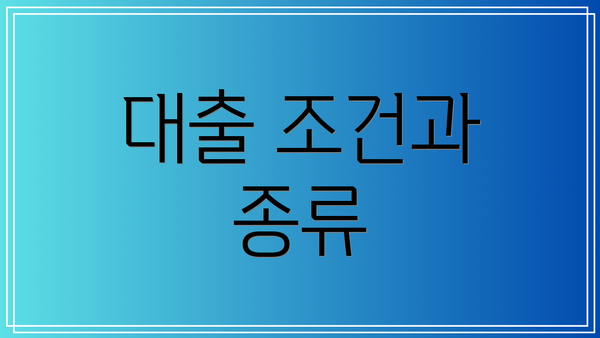 대출 조건과 종류