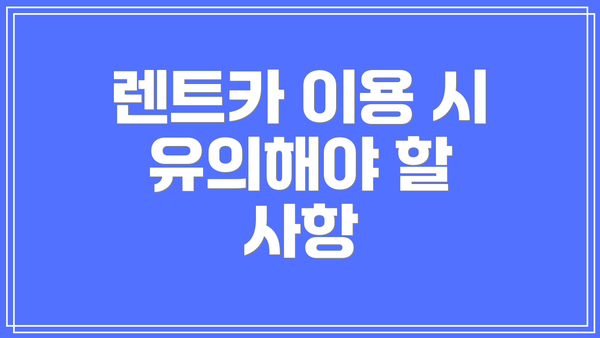 렌트카 이용 시 유의해야 할 사항