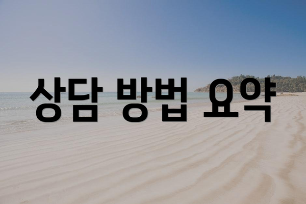 상담 방법 요약