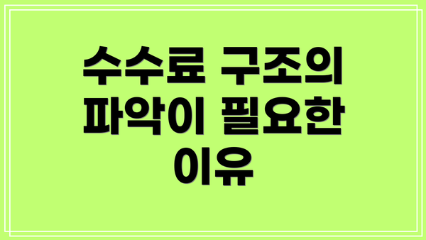 수수료 구조의 파악이 필요한 이유