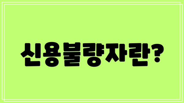 신용불량자란?