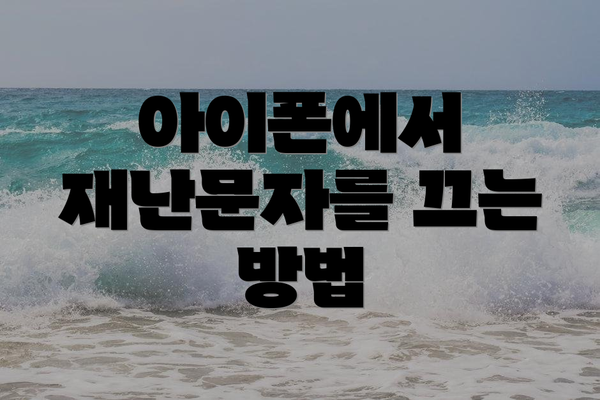 아이폰에서 재난문자를 끄는 방법