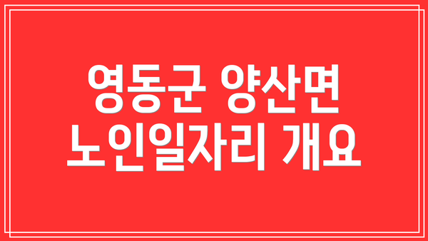 영동군 양산면 노인일자리 개요