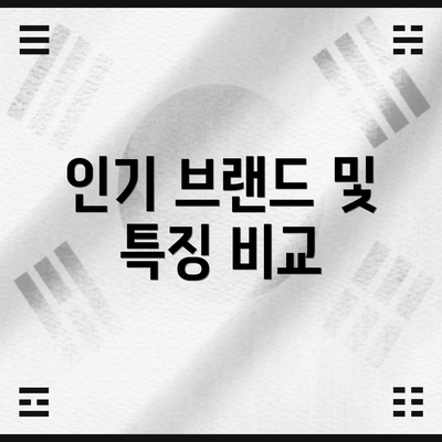 인기 브랜드 및 특징 비교