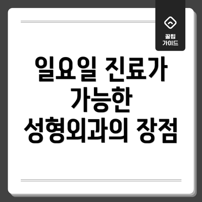 일요일 진료가 가능한 성형외과의 장점