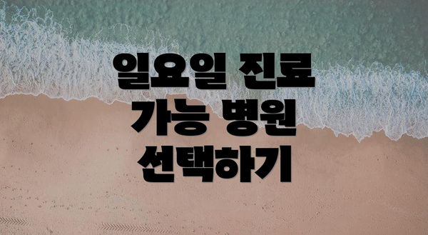 일요일 진료 가능 병원 선택하기