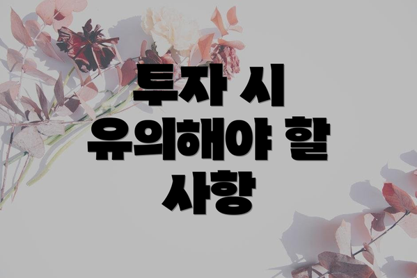 투자 시 유의해야 할 사항