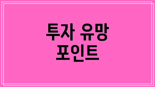투자 유망 포인트