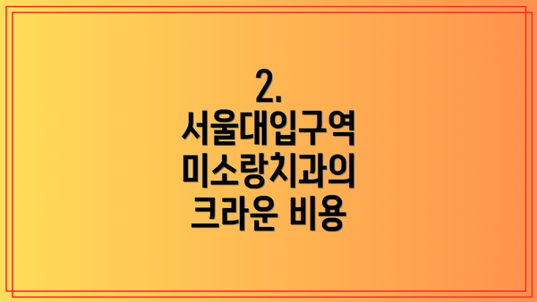 2. 서울대입구역 미소랑치과의 크라운 비용