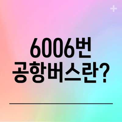 6006번 공항버스란?