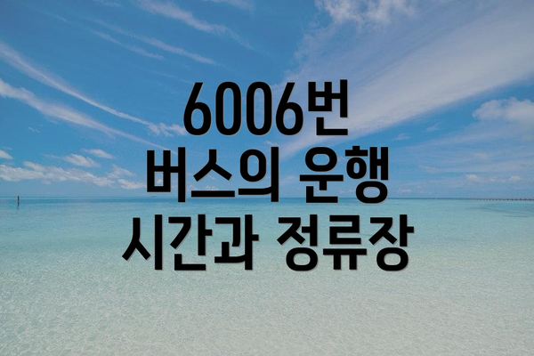 6006번 버스의 운행 시간과 정류장
