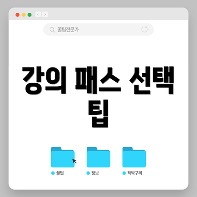 강의 패스 선택 팁
