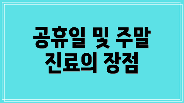 공휴일 및 주말 진료의 장점