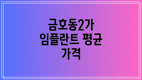금호동2가 임플란트 평균 가격