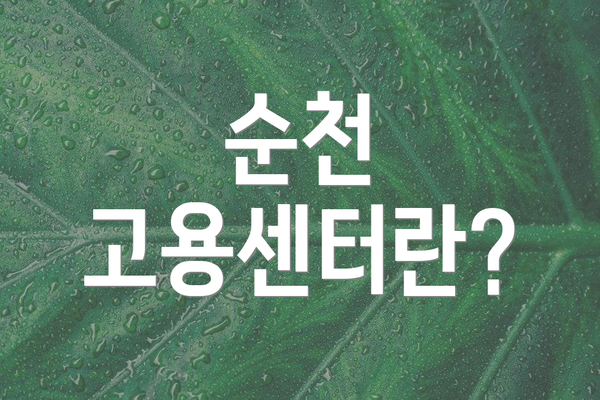 순천 고용센터란?