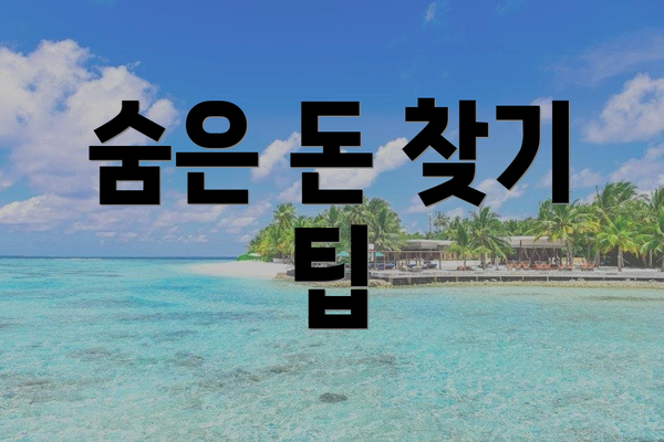 숨은 돈 찾기 팁