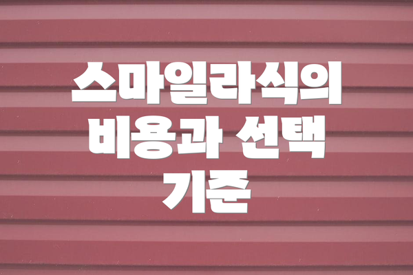 스마일라식의 비용과 선택 기준