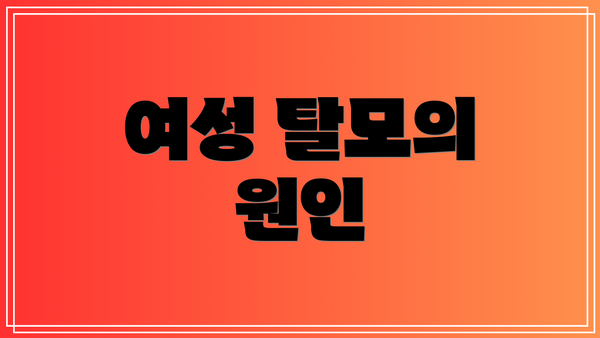 여성 탈모의 원인