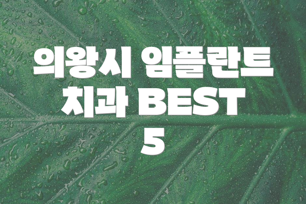 의왕시 임플란트 치과 BEST 5