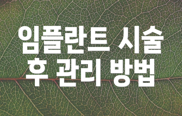임플란트 시술 후 관리 방법