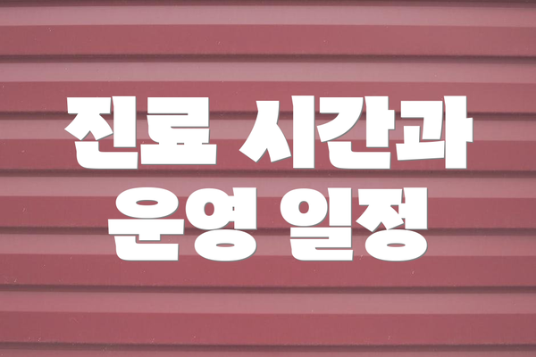 진료 시간과 운영 일정
