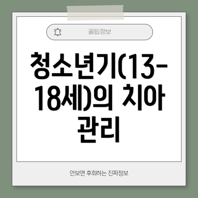 청소년기(13-18세)의 치아 관리