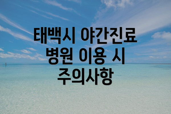 태백시 야간진료 병원 이용 시 주의사항