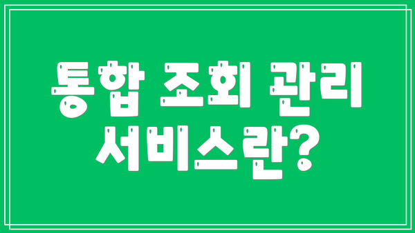 통합 조회 관리 서비스란?