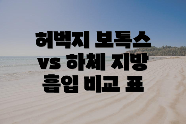 허벅지 보톡스 vs 하체 지방 흡입 비교 표