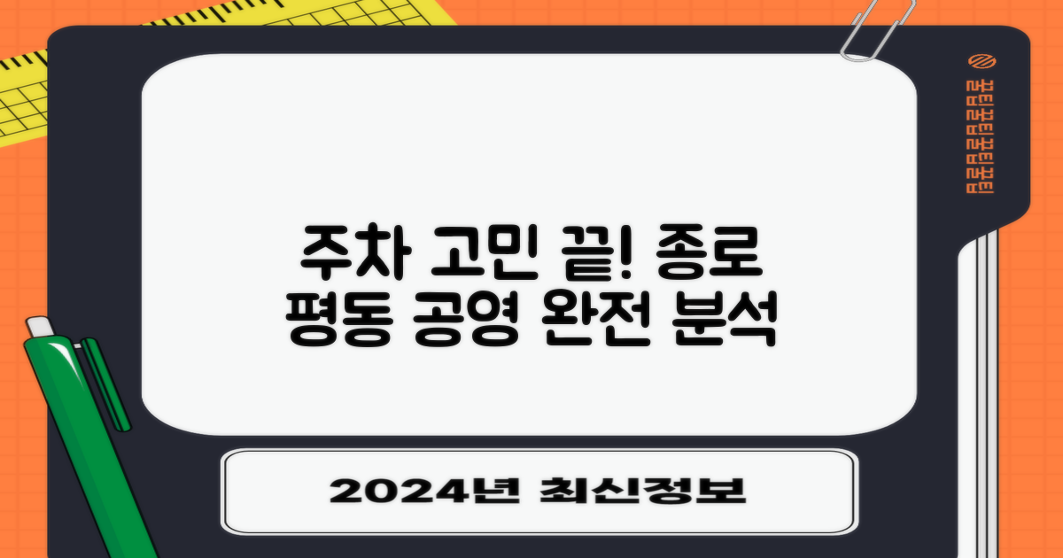 주차 스트레스, 이제 끝내세요! 종로구 평동 공영주차장 완전 분석